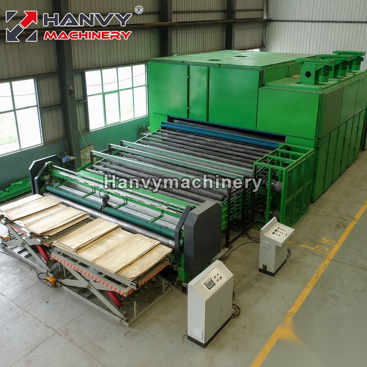 4-Decks High Capacity Roller Сушилка для шпона with Biomass/Steam Heating